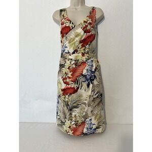 Tommy Bahama Silk Dress Faux Wrap Size 8‎ Floral Hawaiian Tropical Travel